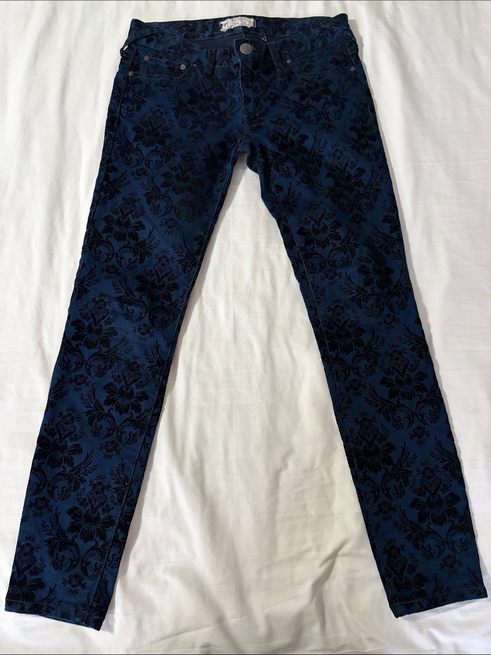 Free People Blue Velvet Burnout Floral Jeans